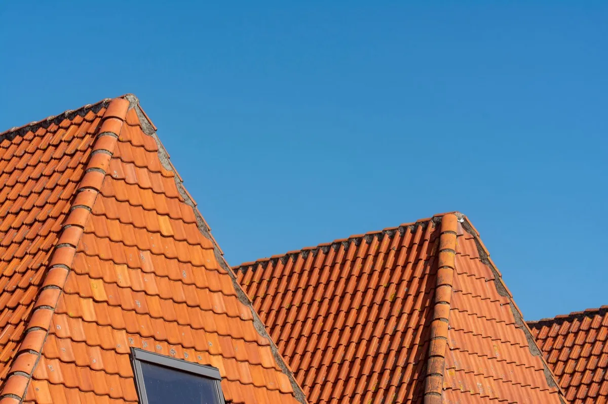 Clay barrel tile rooflines on homes in Lafayette, LA